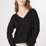 Suéter rosa de invierno de tejidos I-2024-14, color negro, con diseño cálido y cómodo para el frío.
