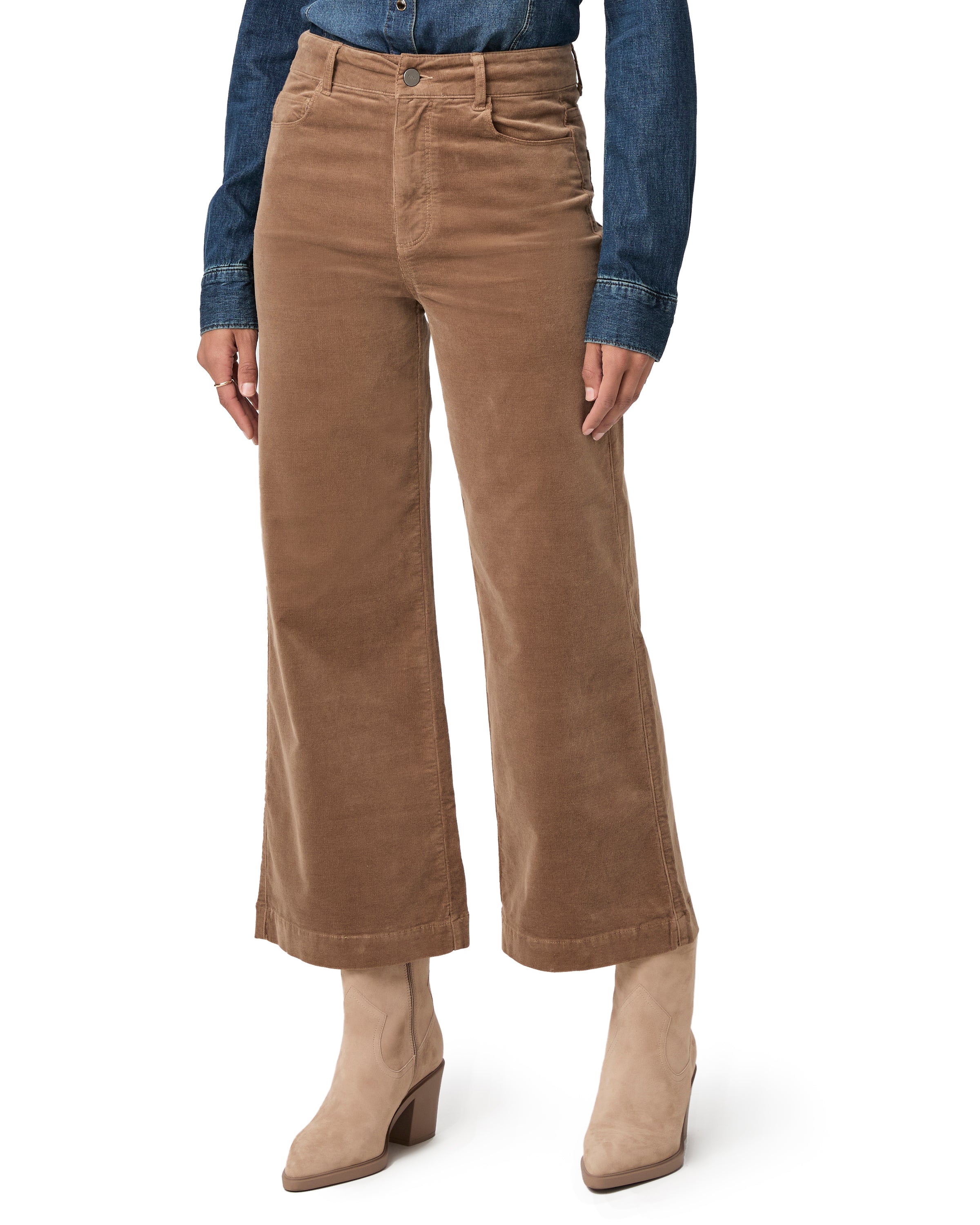 Pantalones Anessa de pierna ancha en color neutro, estilo moderno y cómodo, marca NY-2025-805, vista frontal.