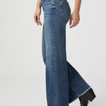 Pantalones vaqueros de pierna ancha Sasha de 32 pulgadas, marca NY-2025-830, en color azul, con detalles de costura.