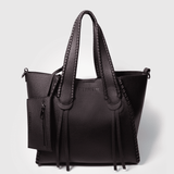 Cartera tipo shopper Iris negra de AI-2025-103, accesorios elegantes con asa y compartimentos espaciosos.
