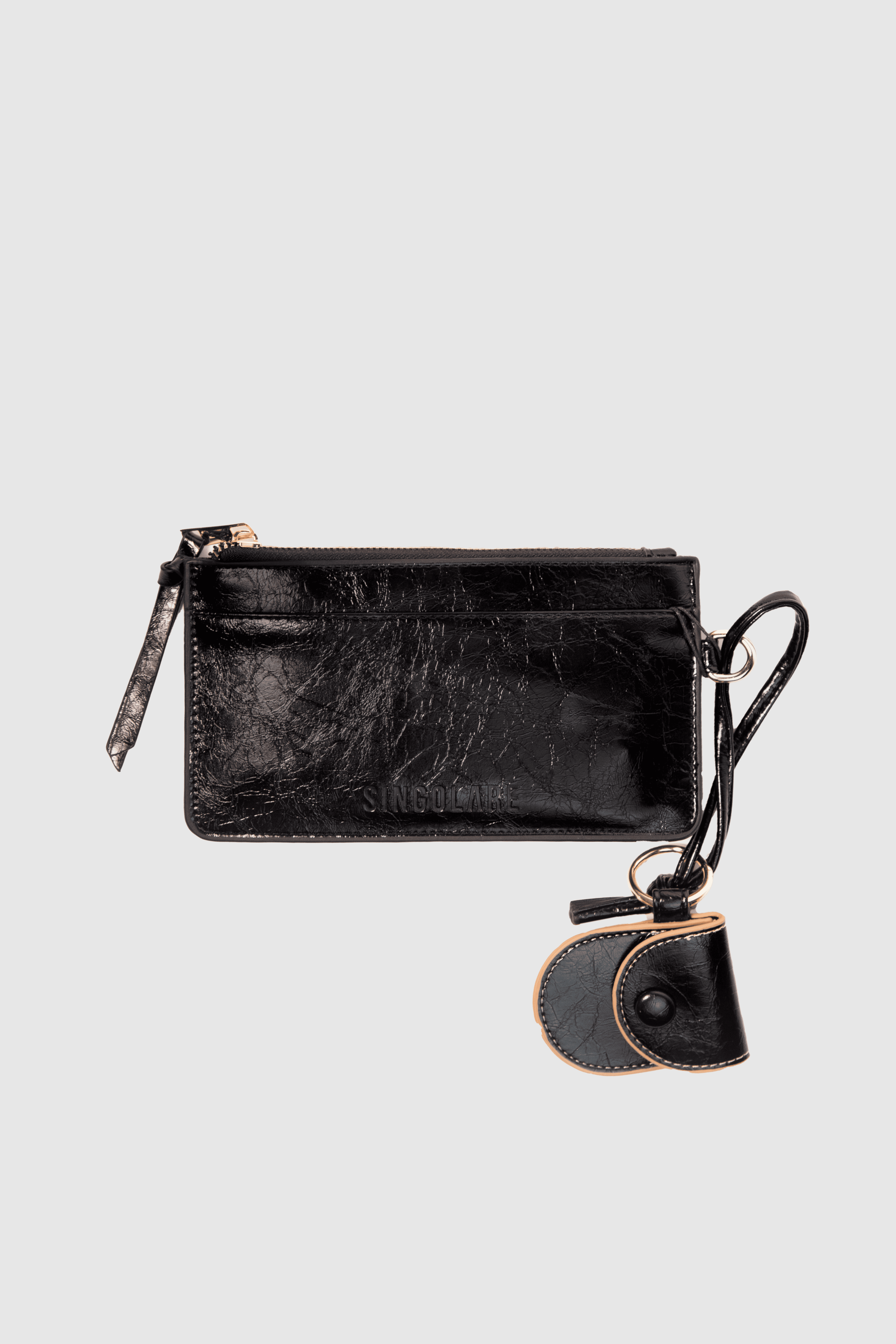 Billetera Isabelle negra de la marca AI-2025-302, accesorio elegante con diseño compacto y detalles en cuero.