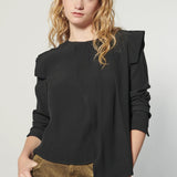 Blusa Muse de la marca I-2024-638 en color blanca con detalles elegantes, vista frontal sobre fondo neutro.