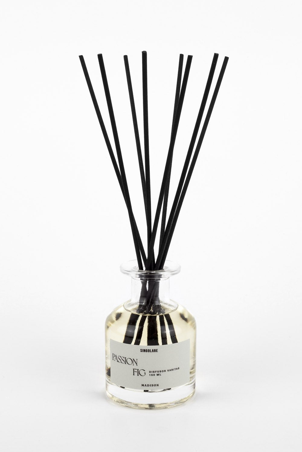 Difusor de varitas de 150ml para hogar, en envase de vidrio con varitas de madera para aromatización.