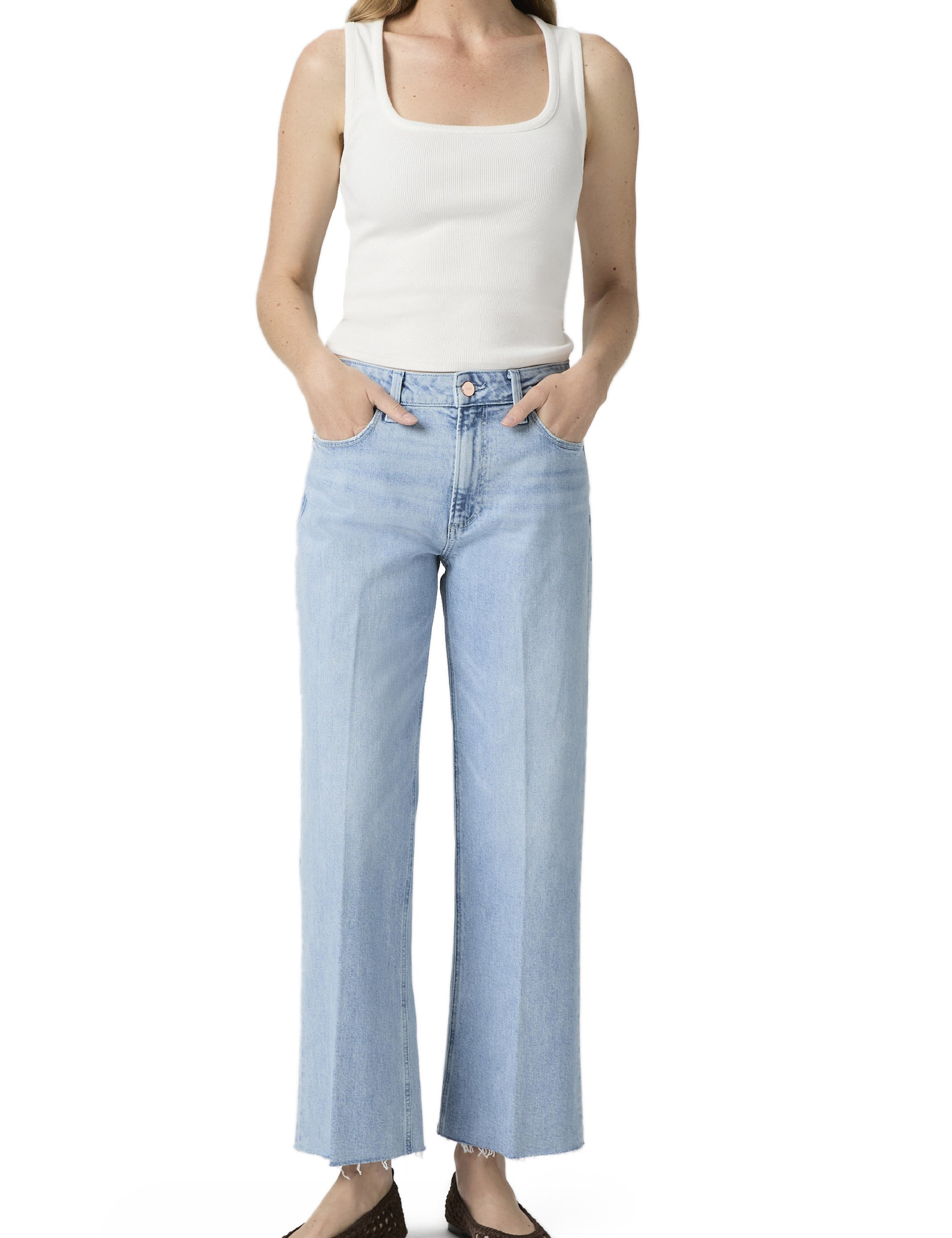 Jeans anchos de tobillo Leenah de la marca NY-2026-806, con estilo relajado y corte amplio en color clásico.