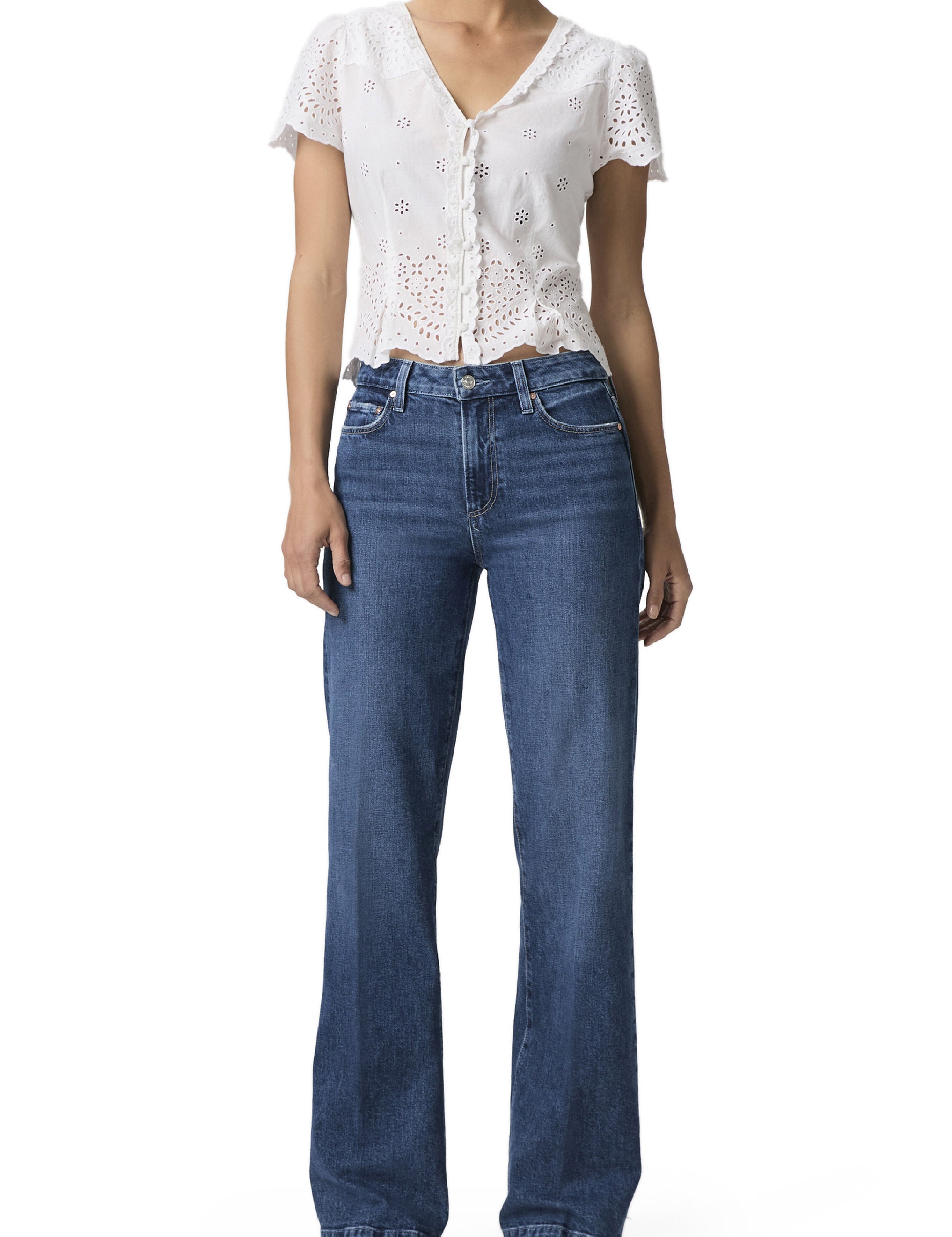 Jeans de pierna ancha Leenah 32 de la marca NY-2026-812, con diseño de mezclilla y estilo moderno, en color azul.