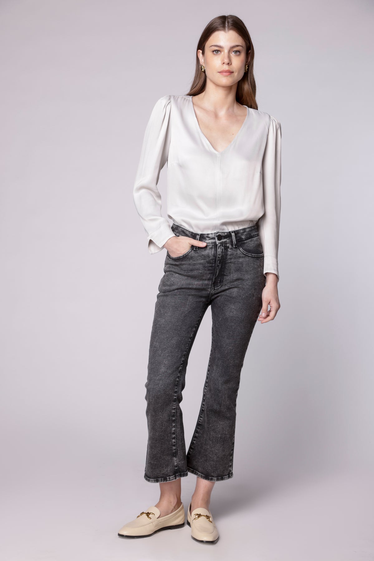 Jeans Crop Flare Black