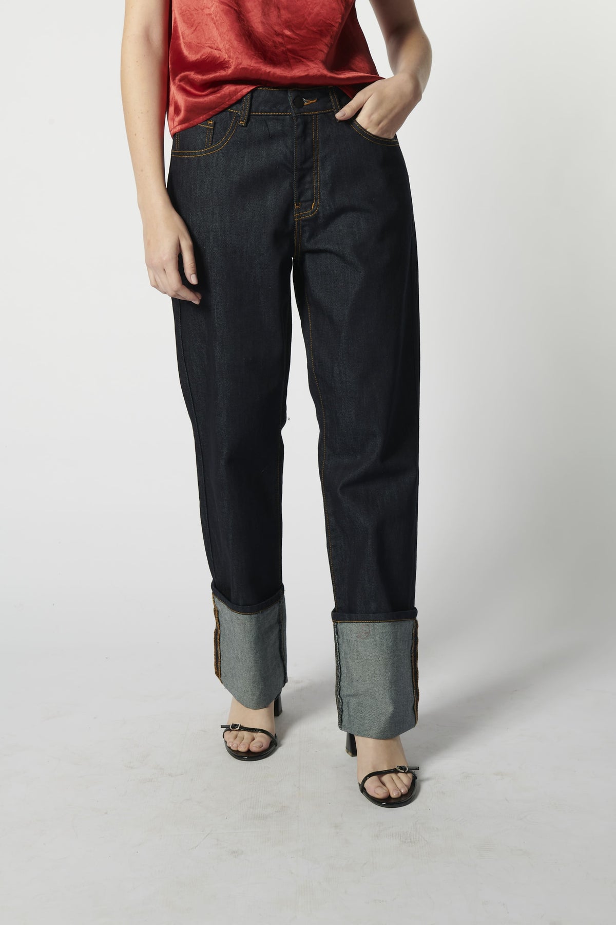 JEANS RAW ROLL UP