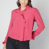 Blusa Somi de marca O-2025-614 en color blanco, con diseño elegante y cuello redondo, mostrada en la imagen.
