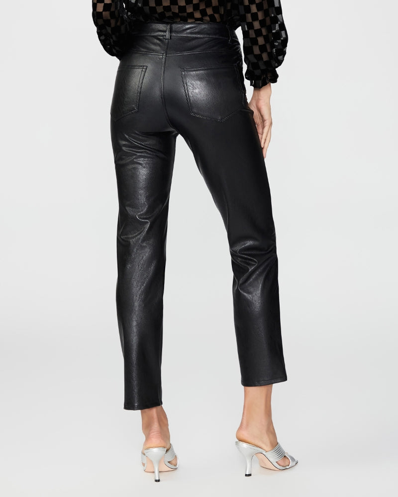 Pantalones rectos Stella en cuero sintético negro de la marca NY-2024-838, con diseño elegante y moderno.